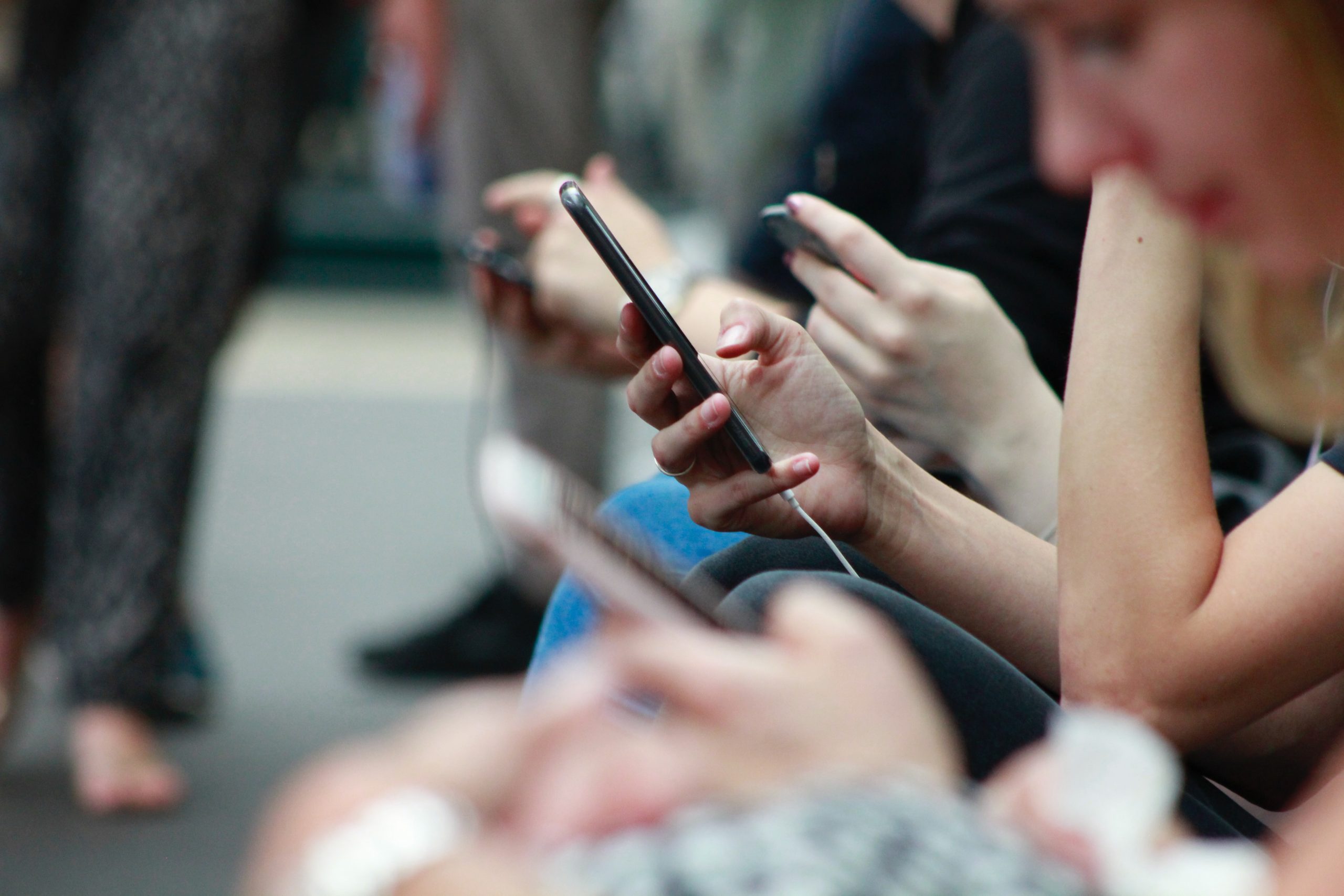 Woman on phone during commute