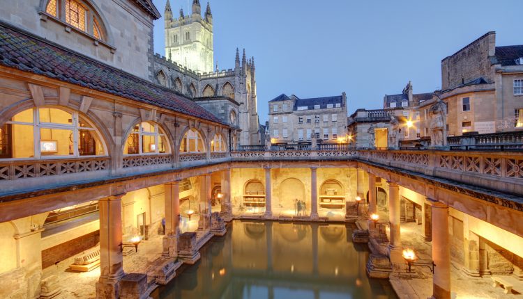 Old roman baths at bath, england, built on the site of the godess aquae suilis