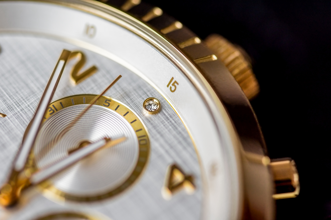 Close-up image of a luxury watch.