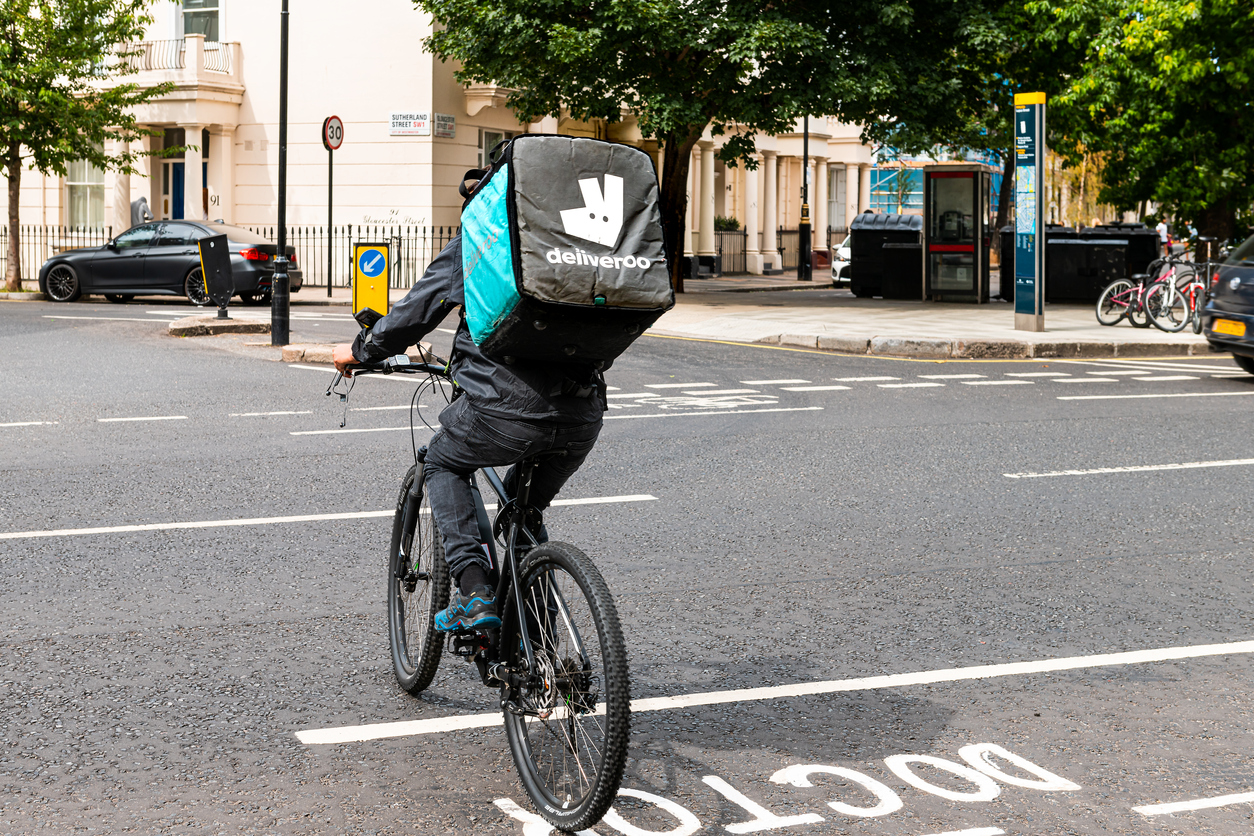 Deliveroo man on bicycle