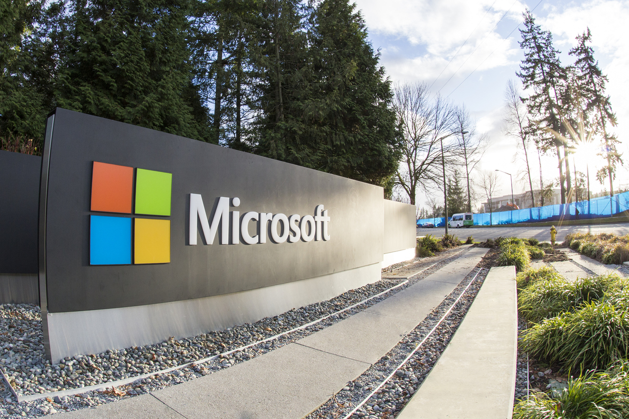 Sign outside Microsoft's Redmond campus