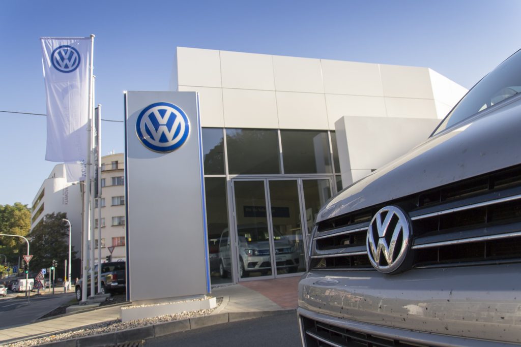 Volkswagen parked outside dealership