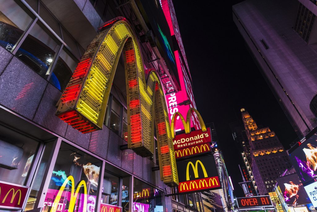 McDonald's restaurant in Times Square at night