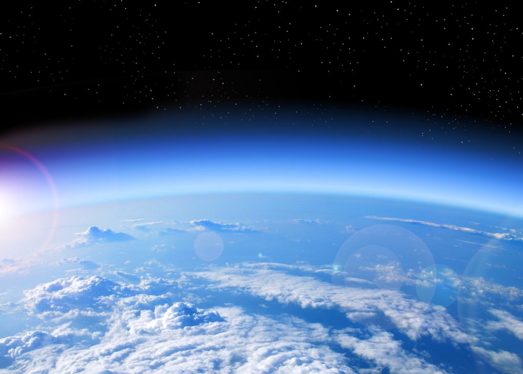 View of Earth from space; space travel