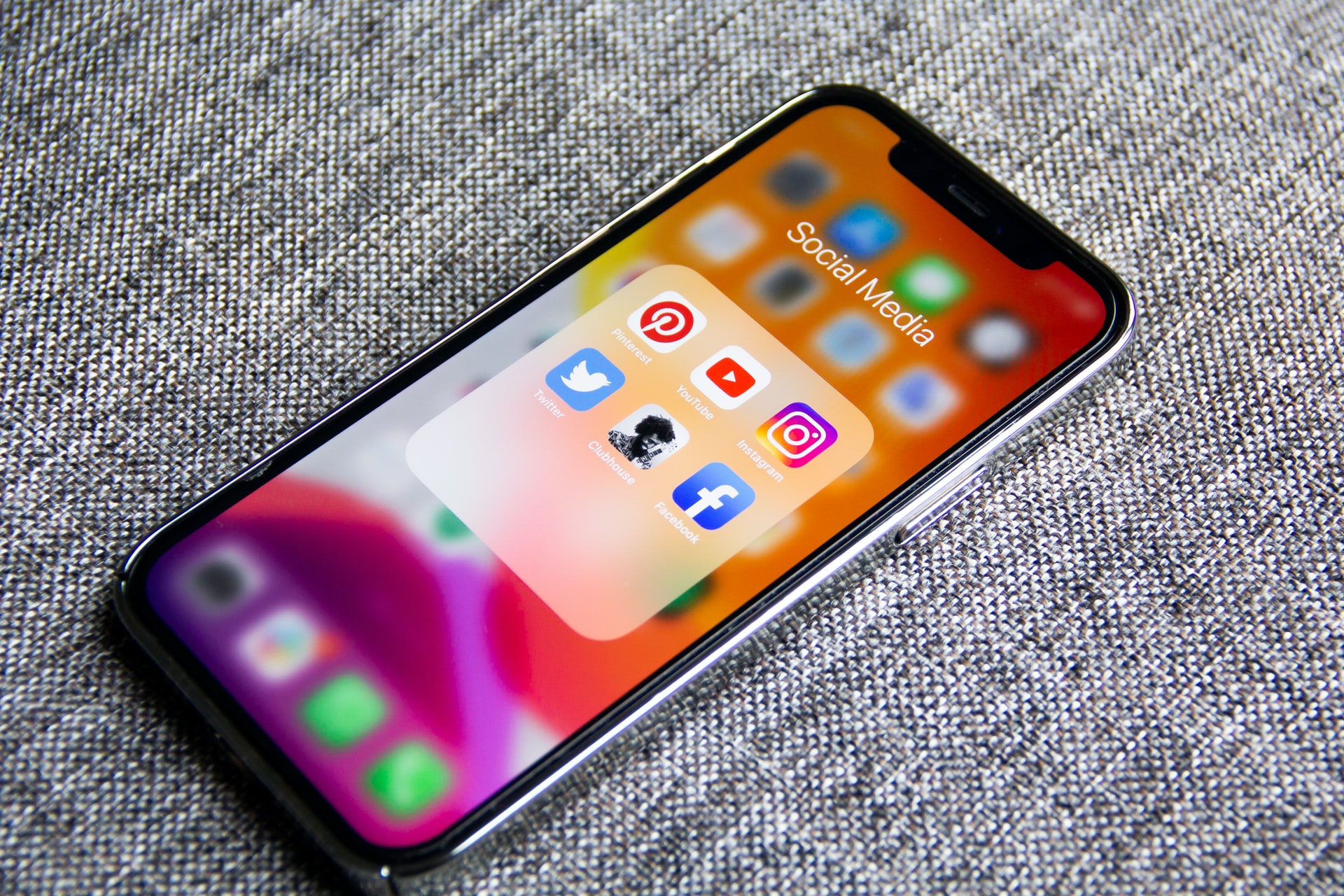 Social media on iPhone screen