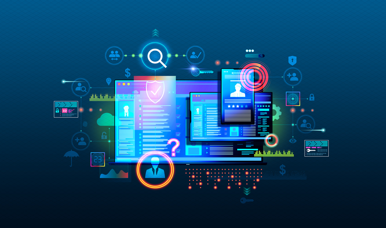 Know Your Customer Verification Technology Software - KYC and KYB - Verifying the Identity of Clients and Assessing Their Potential Risk for Business Activities - Conceptual Illustration
