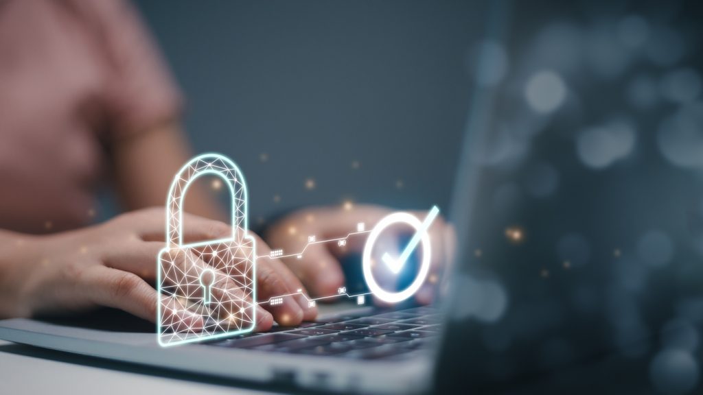 Protection network security computer and safe your data concept. Digital crime by an anonymous hacker