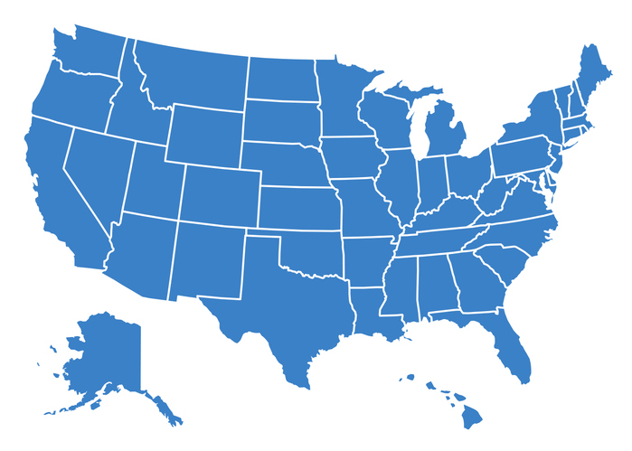 united states of america map isolated. usa map with division on states stock vector