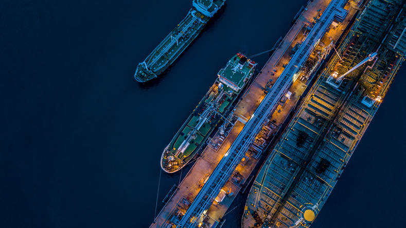 aerial view crude oil tanker