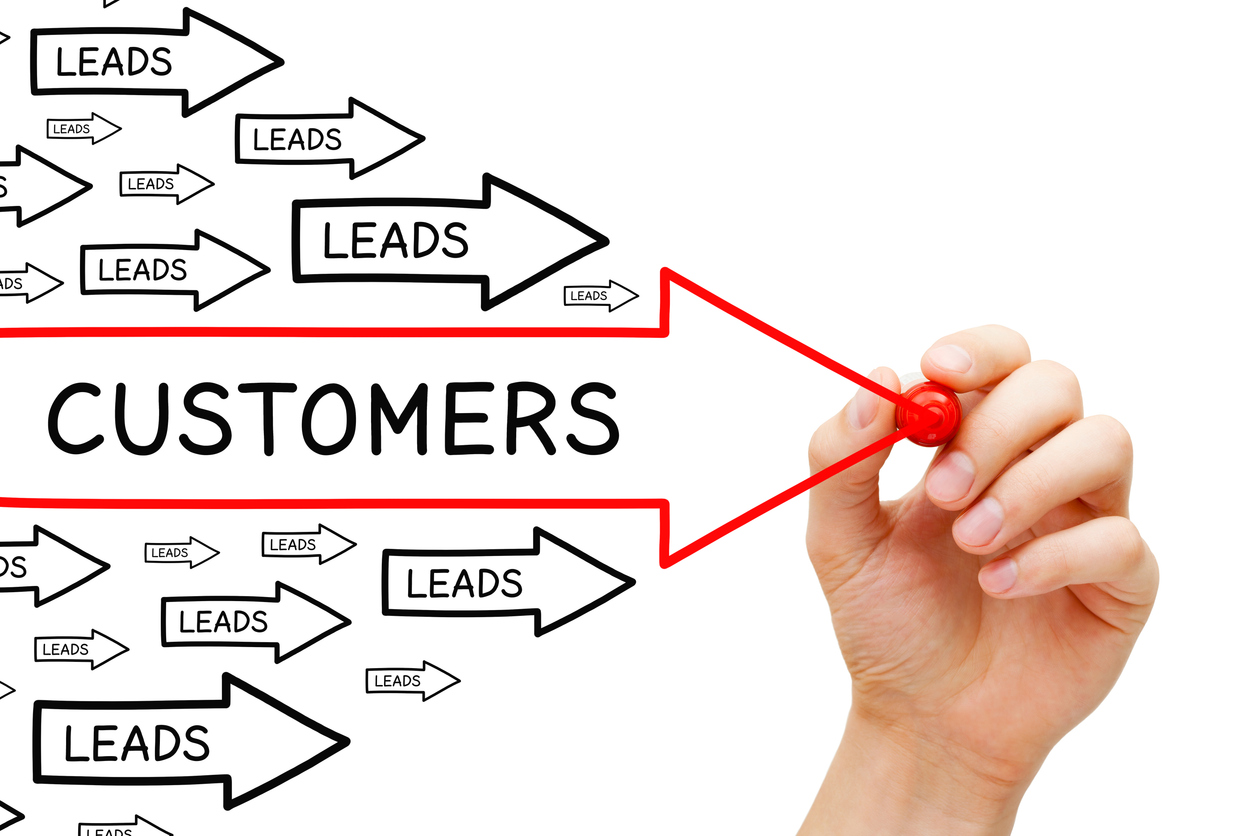leads customers conversion arrows concept