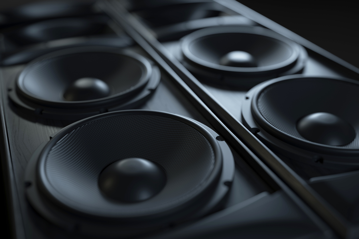 hi fi acoustic sound system closeup.