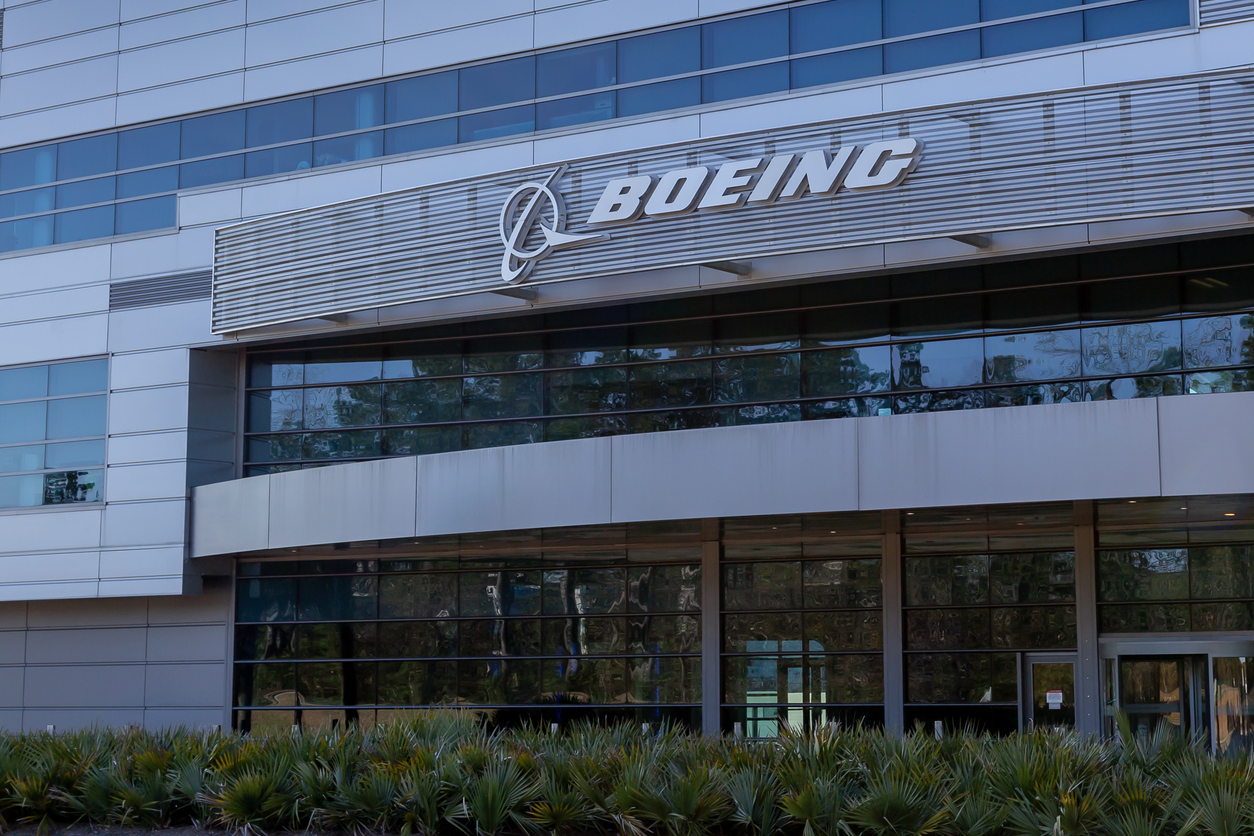 boeing south carolina sign on the building in north charleston, usa.