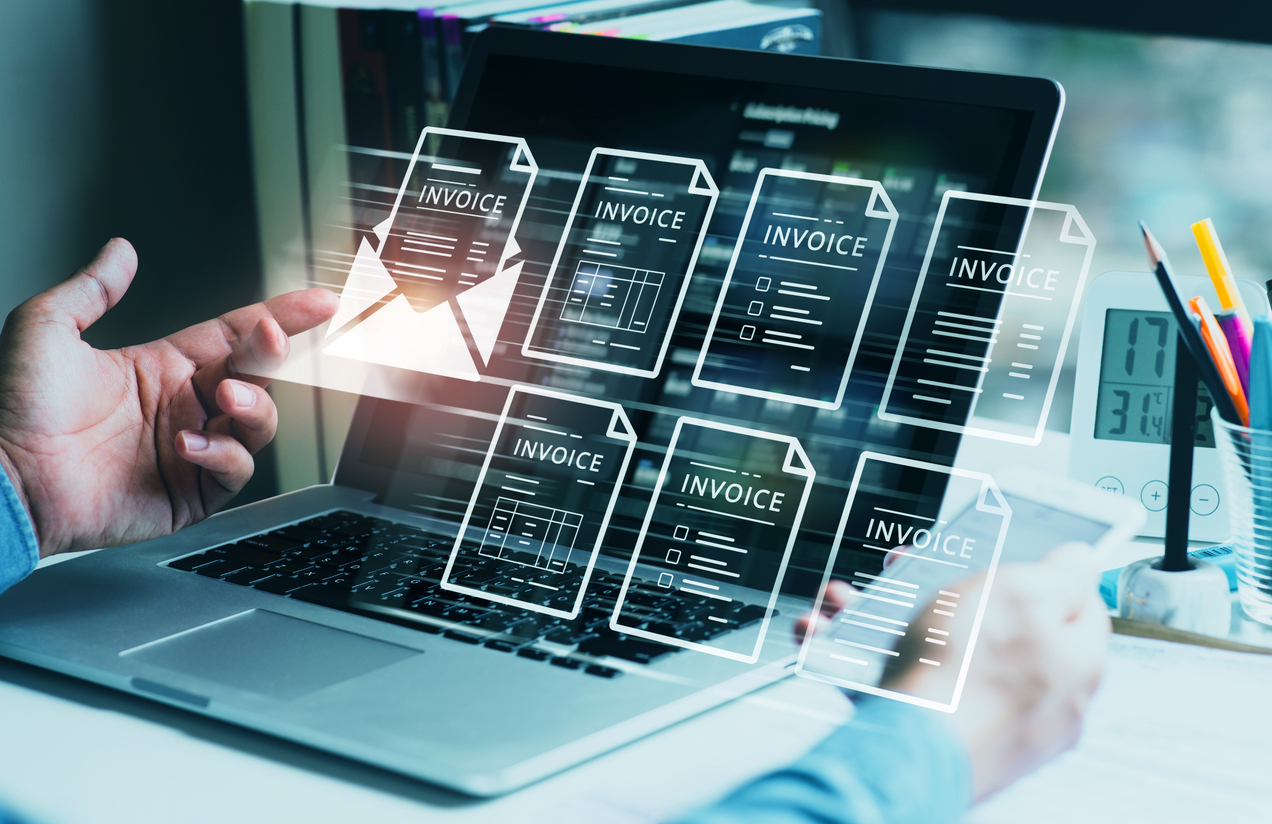 financial report and banking management with e invoice bill.digital nline statements.c2c online money payment