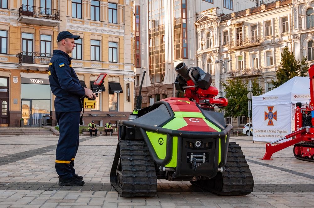 kyiv,,ukraine, ,august,25,,2024:,fire,fighting,robot.,alpha