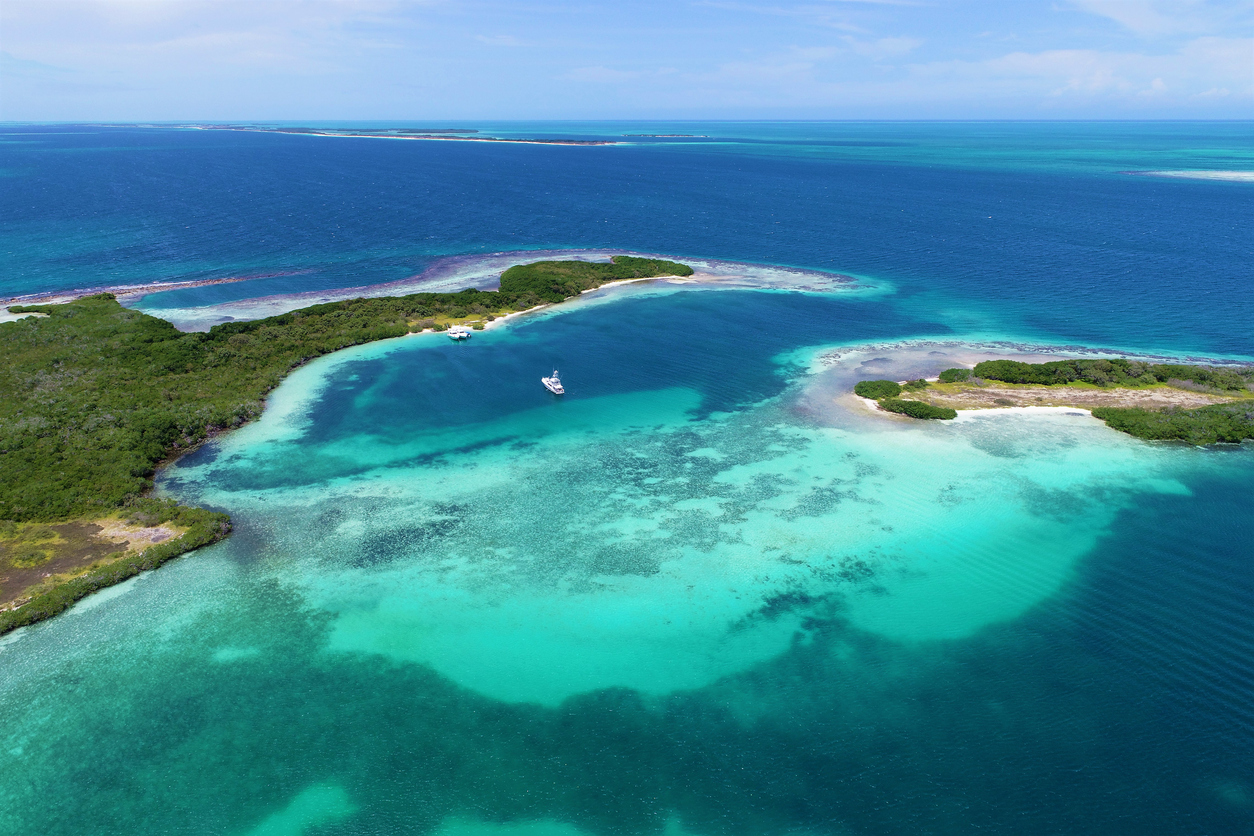 Aerial View of Los Roques Island and Beach