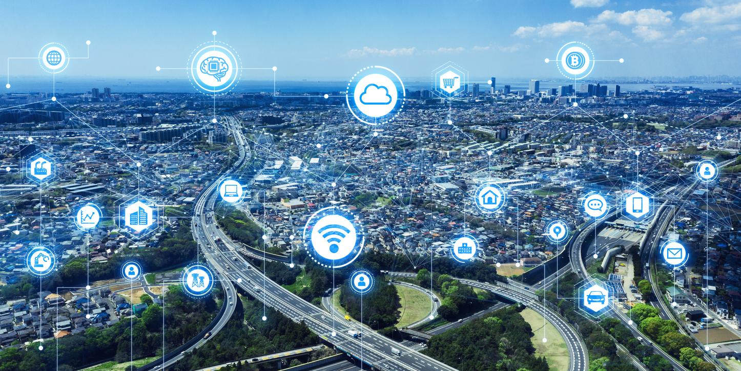 communication network concept. smart city.