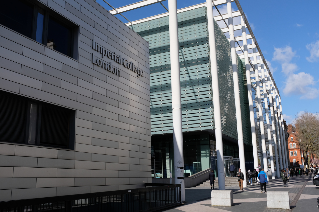 imperial college london sign and entrance on exhibition road in south kensington