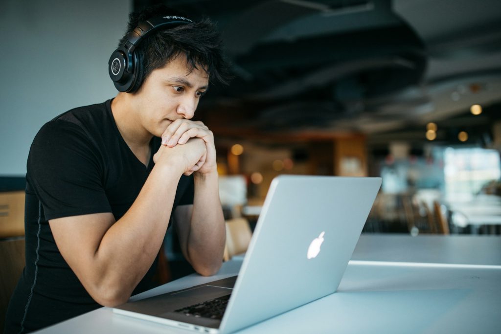 Man looking at laptap