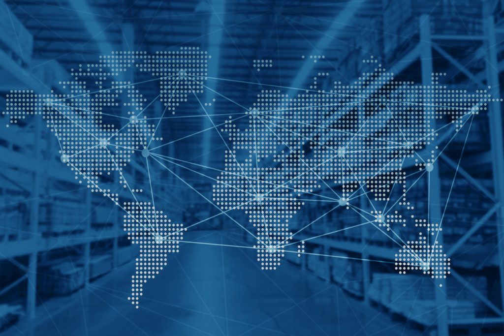 international shipping products distribution from world warehouse management technology and logistic industry background.