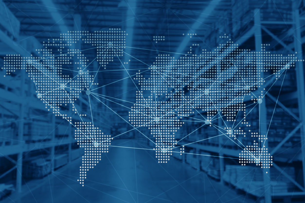 international shipping products distribution from world warehouse management technology and logistic industry background.