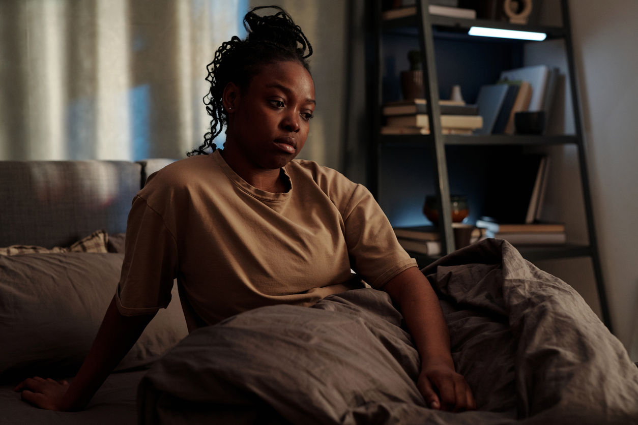 young sleepless woman in trouble