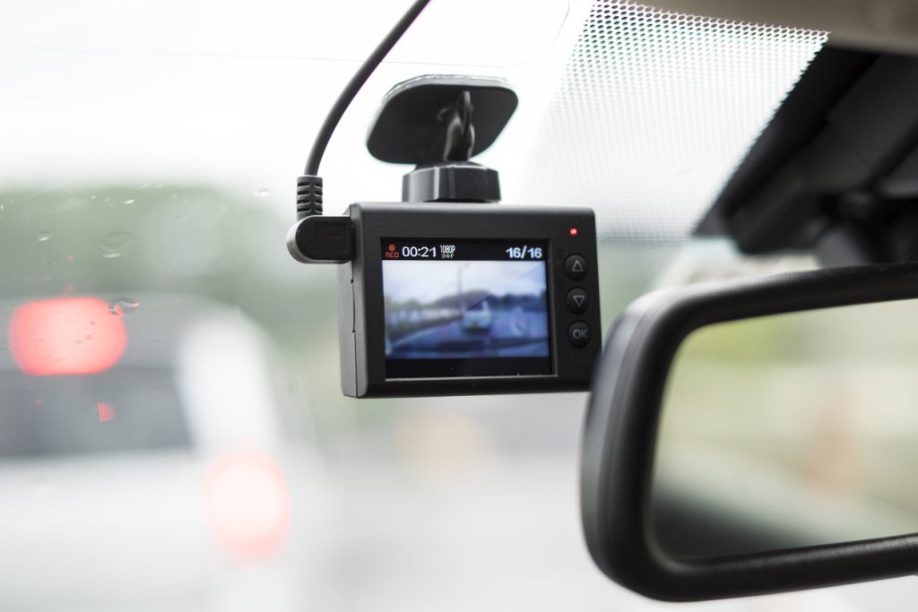 dashboard camera on the car.