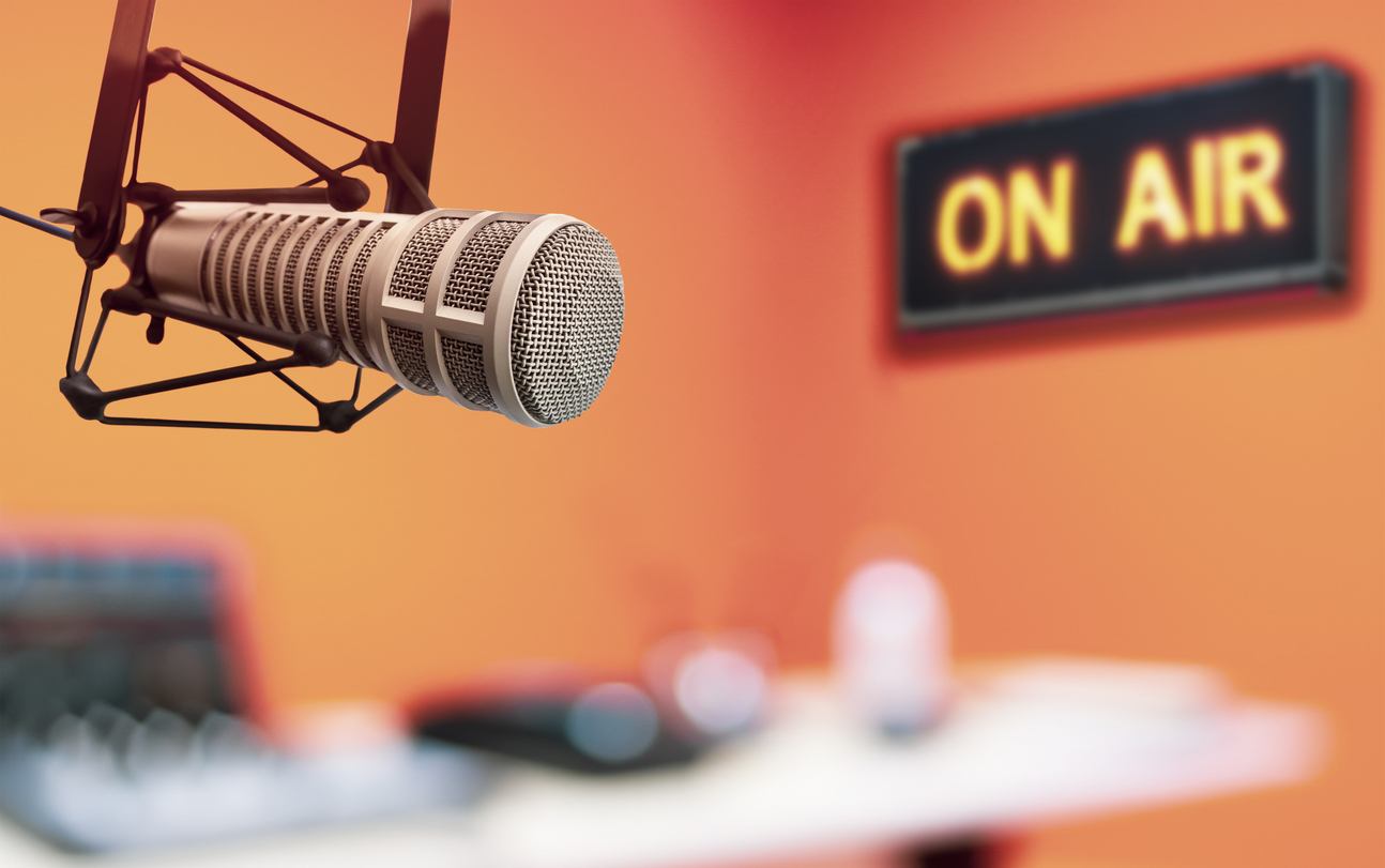 professional microphone and on air sign