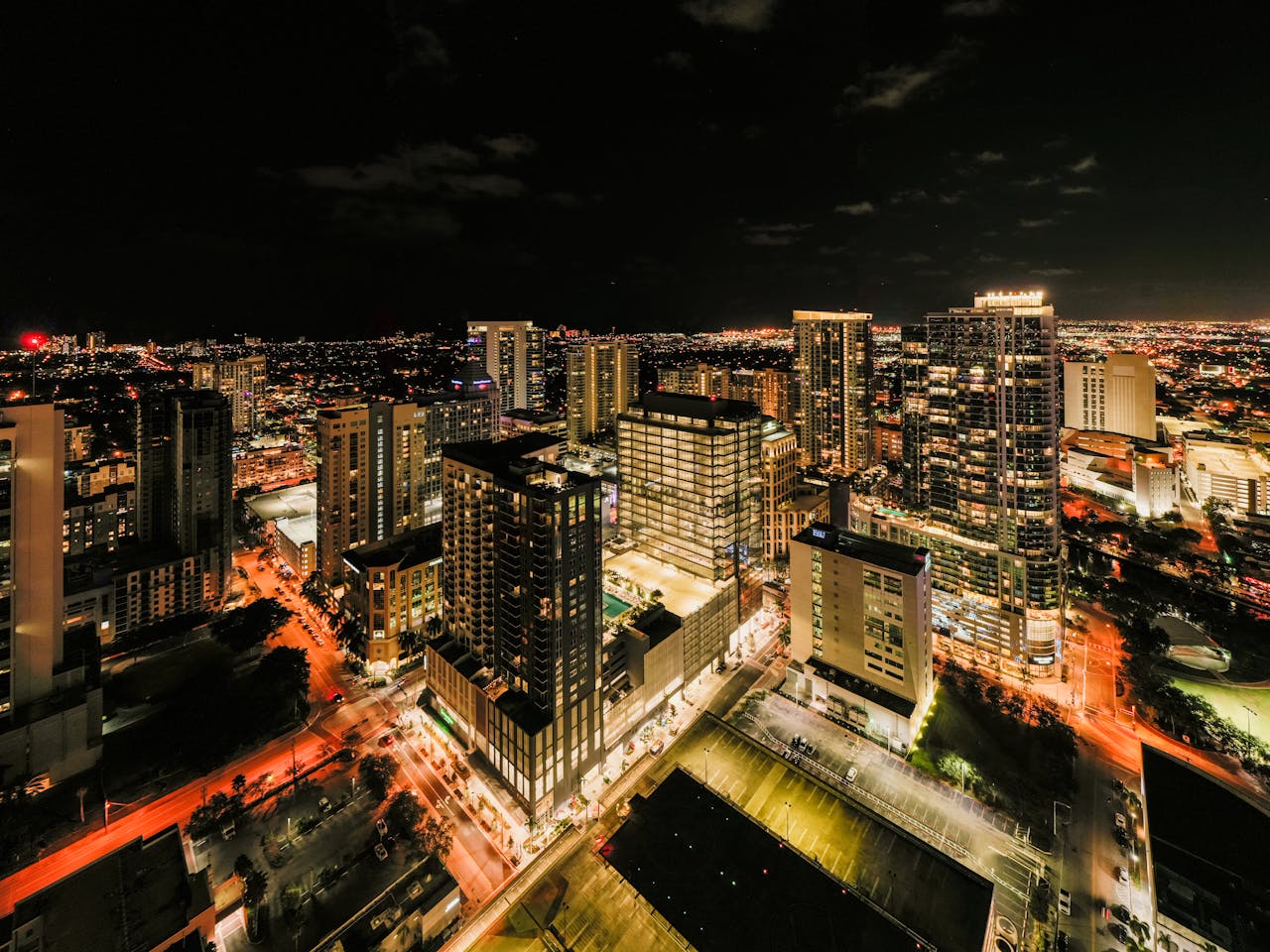 City skyline at night
