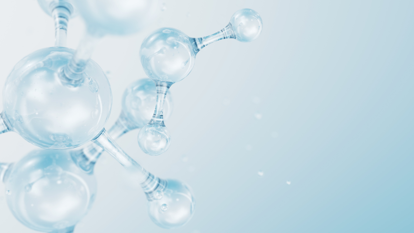 3d abstract glossy glass molecular structures. cosmetic collagen serum, moisturizer water, vitamin, hyaluronic acid for skin care. healthcare concept