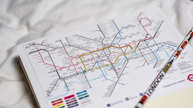 Map with several routes on to help with sales techniques