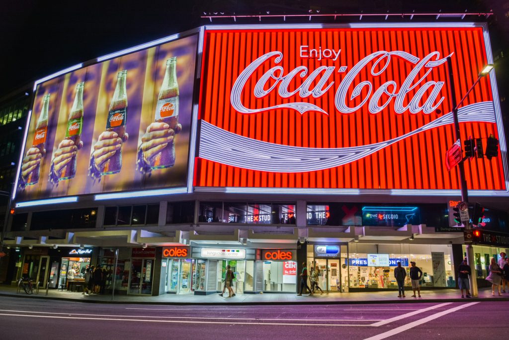 the coca cola billboard in kings cross, sydney