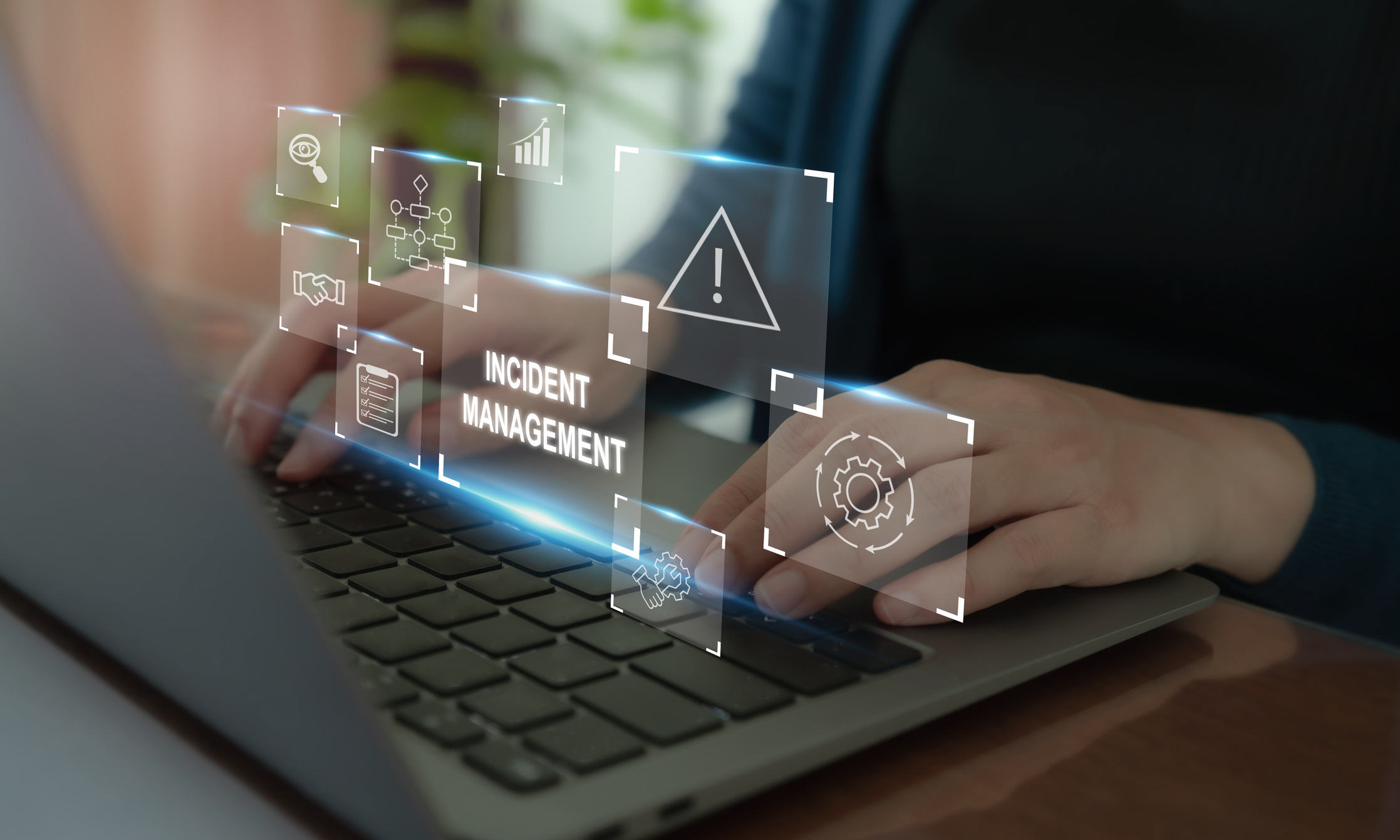 incident management, business technology concept. operational excellence in it operations. process of efficiently identifying, diagnosing and resolving unexpected problems that occur in it systems.