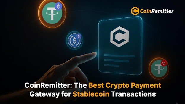 CoinRemitter crypto payment gateway interface showing USDT and USDC stablecoin transactions with secure digital wallet integration