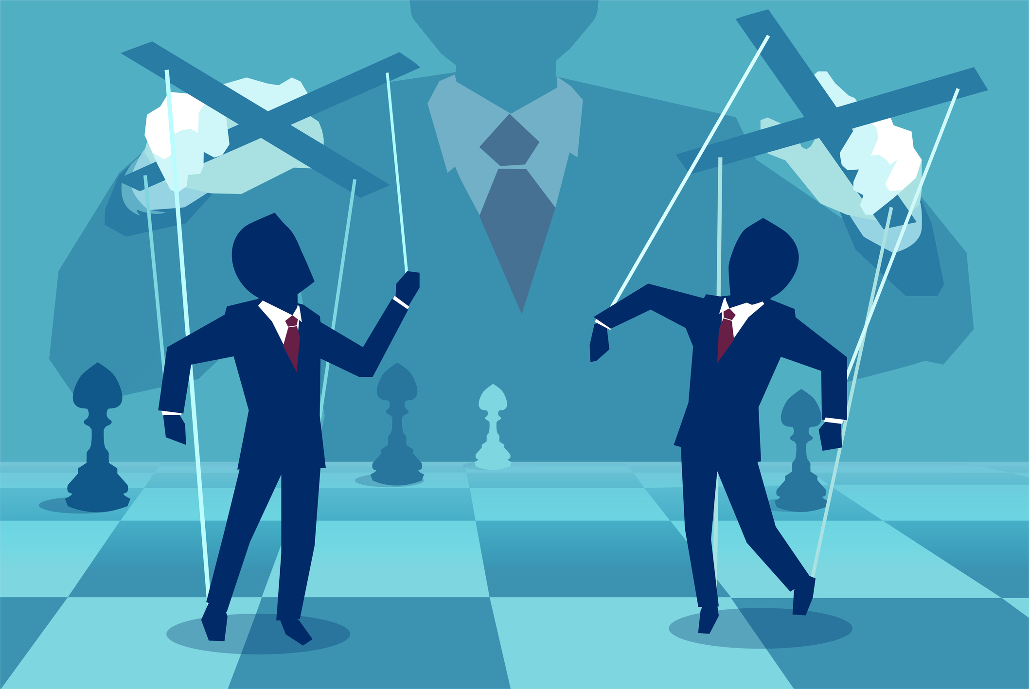 picture of unknown manager playing people as puppets