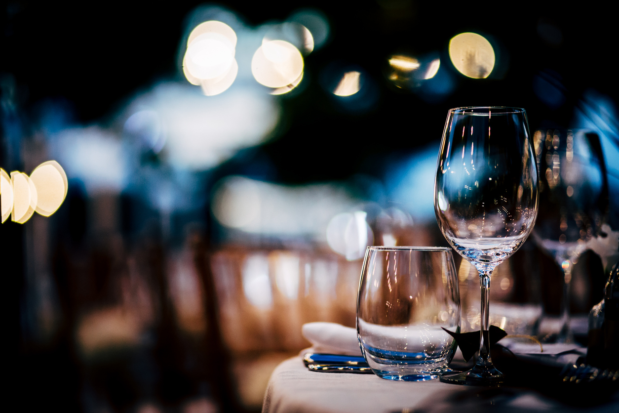 luxury table setting for party, christmas, holidays and weddings.