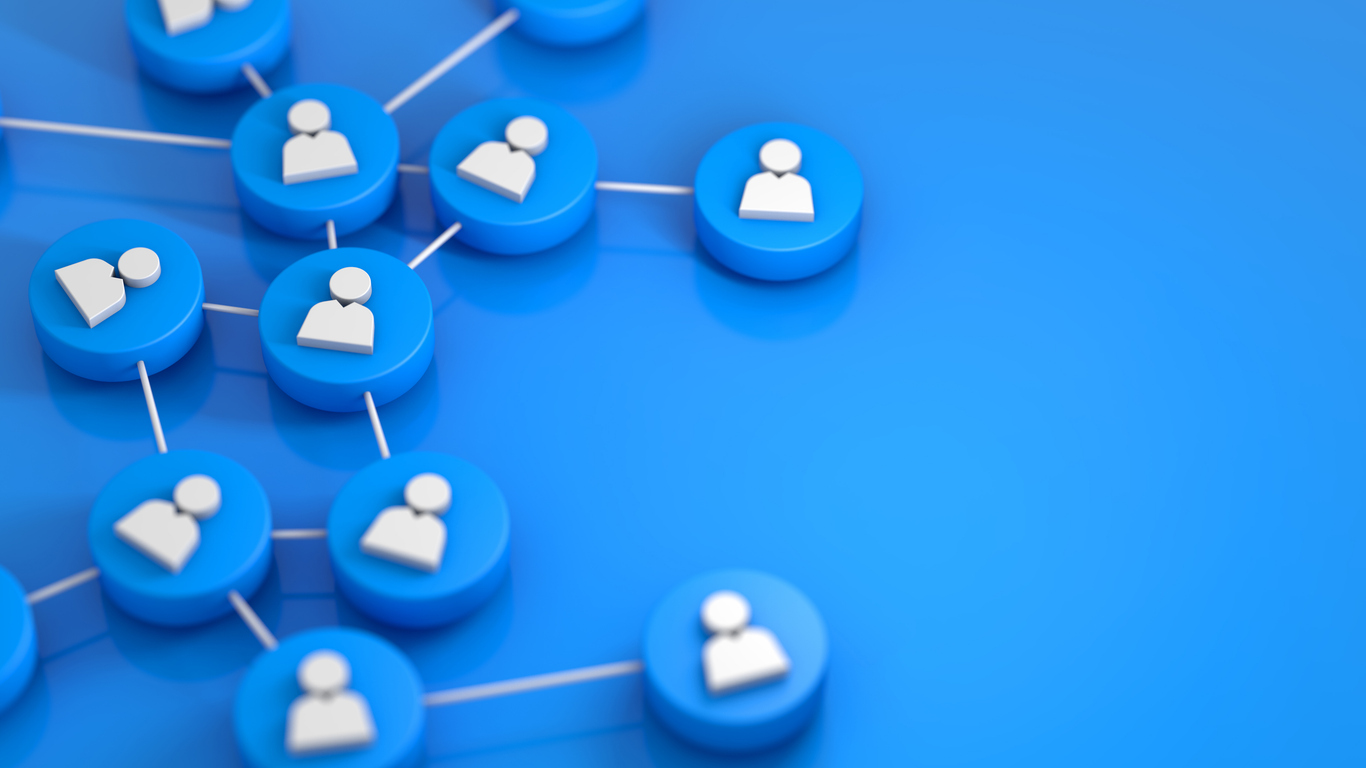 social network connecting people icon. 3d rendering