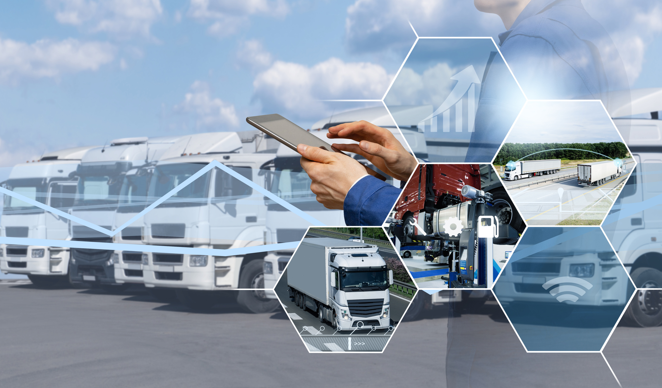 fleet management, freight transportation and smart logistics concept.