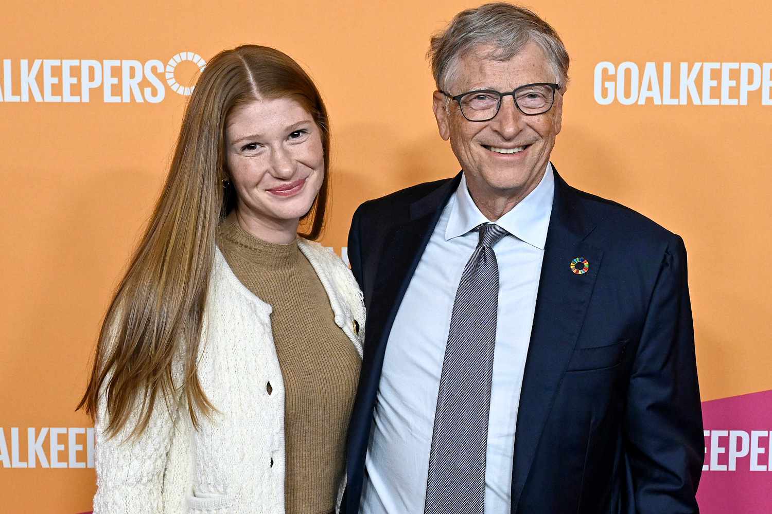 Bill Gates appears with his daughter Jennifer Gates at a public Goalkeepers event focused on global health initiatives.
