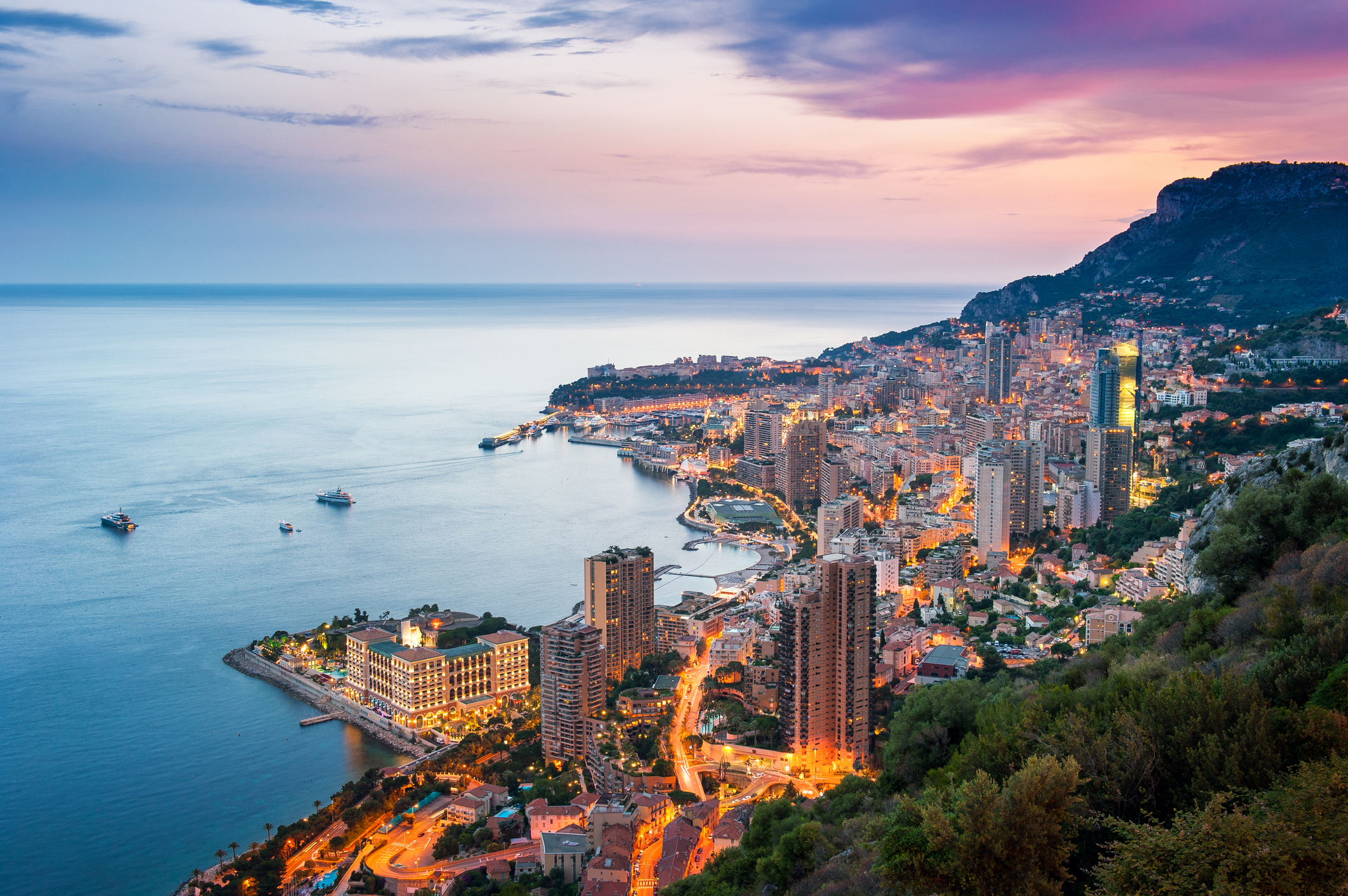 sunset on montecarlo, monaco