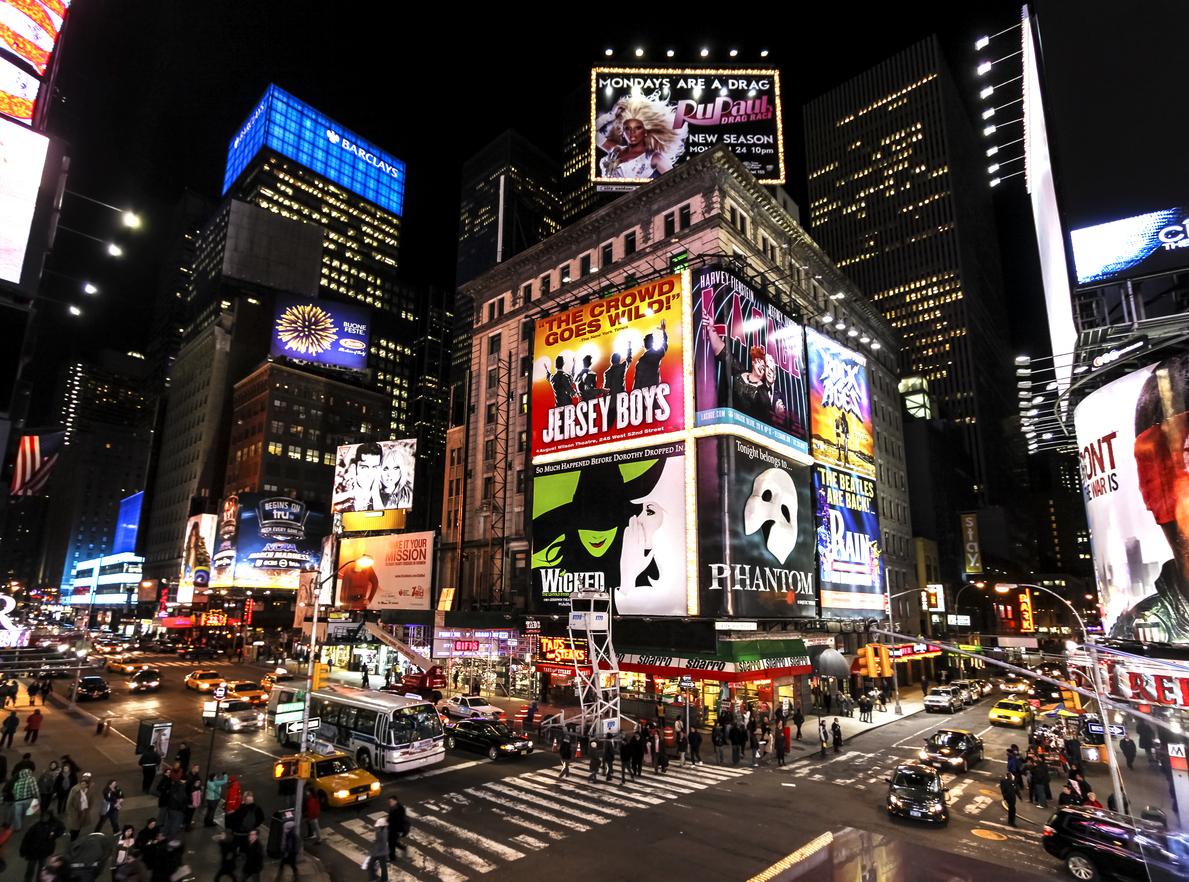 times square at night.