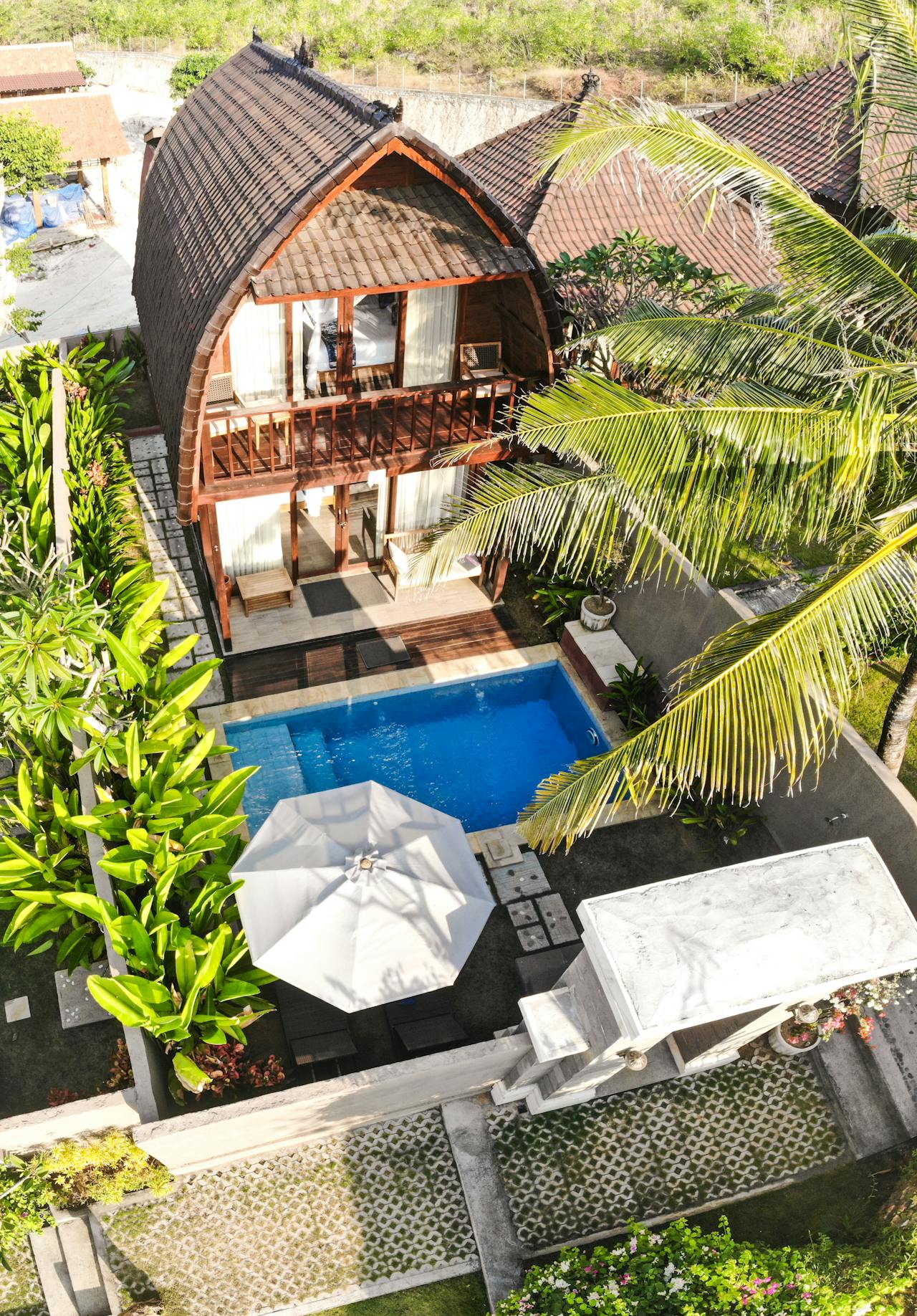 Brown Wooden House With Pool in Bali
