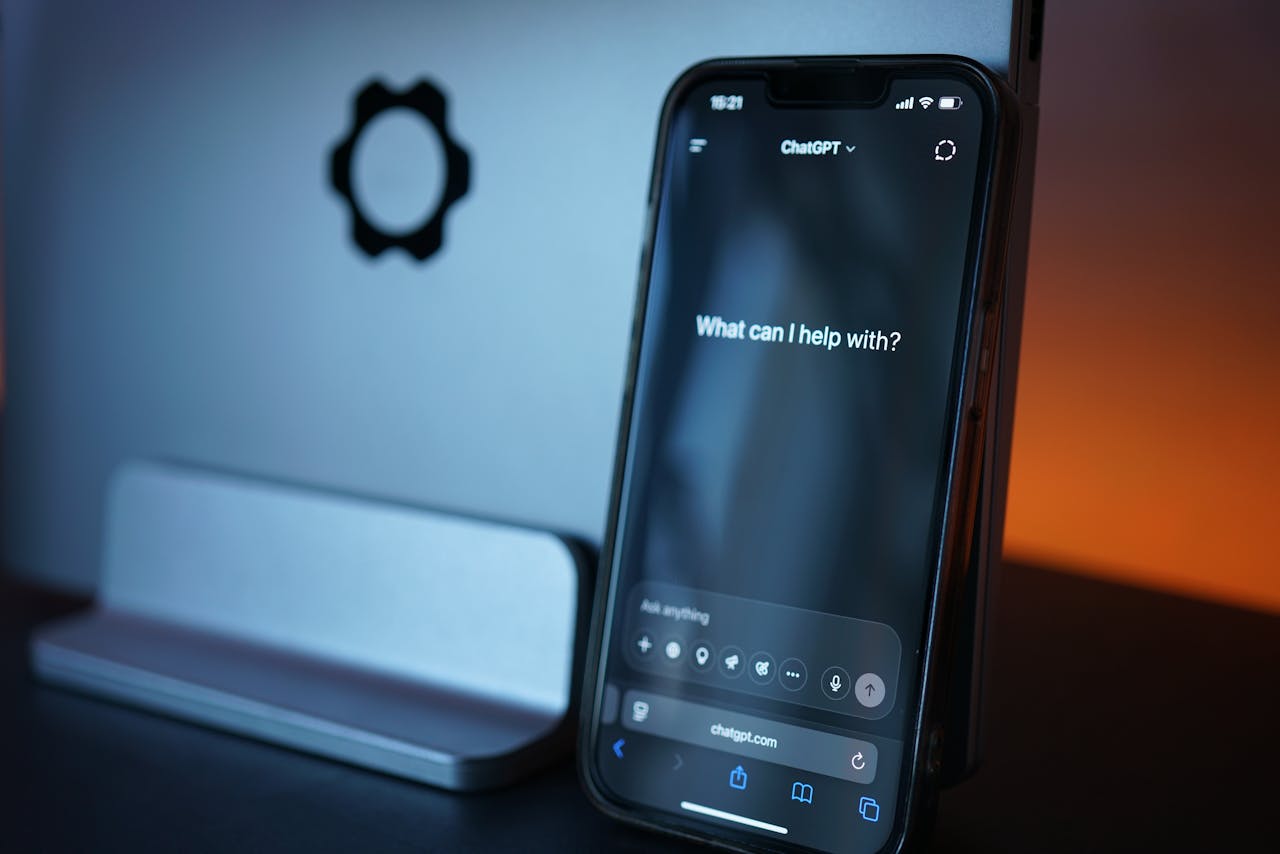 Smartphone Displaying AI Chat Interface